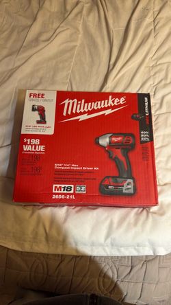 Milwaukee Cordless M18 1/4” Hex Compact Impact Driver with M 28 LED Work Light
