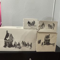 Department 56 Dickens Village Bundle – Building + Figurines Winter Village Scene
