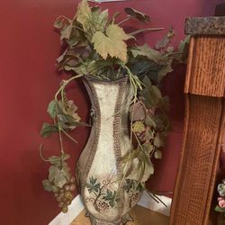 Grapes and vines Hand painted Floor vase