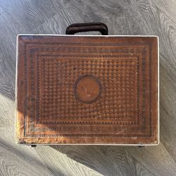 Vintage Aztech Inspired Leather Briefcase 