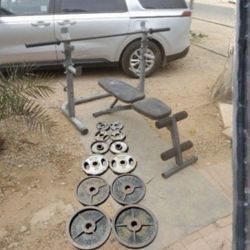 245lbs Olympic Weights+ Bench+ Rack+ Barbell 