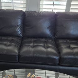 Black Leather Couch and Recliner 