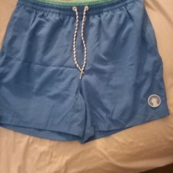 Men's Chubbies Swim Trunks / Hybrid Shorts - Blue with Green Waistband - Size Large (5.5" Inseam)