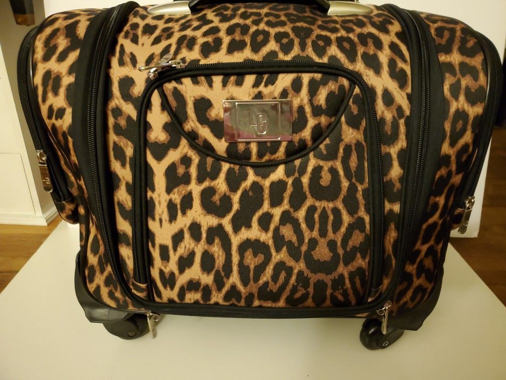 LG rolling luggage leopard print