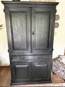 Black rustic armoire media cabinet