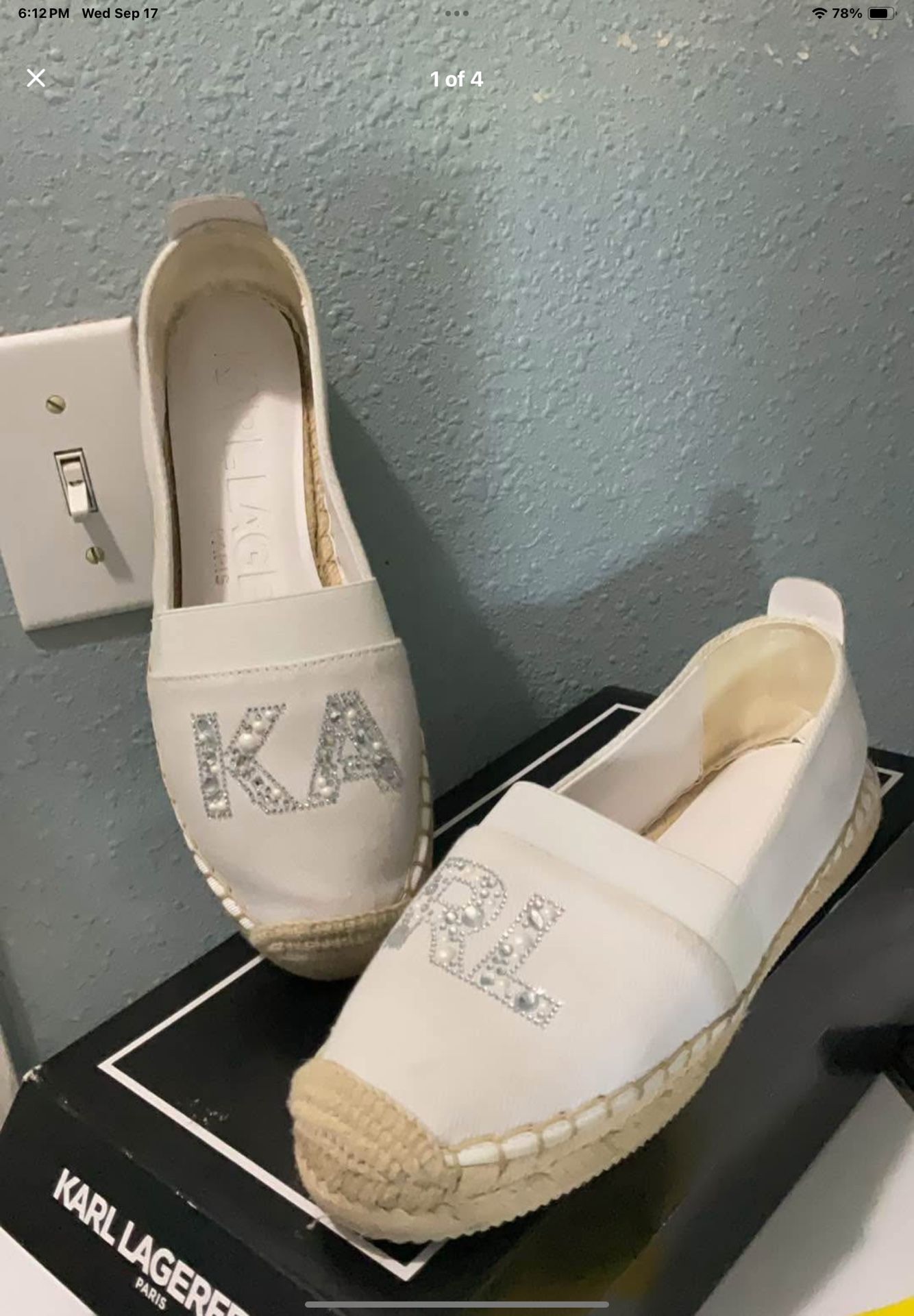 Karl Lagerfeld DENIM/NAPPA MANIKA -FLAT ESPADOR BRT WHITE