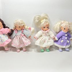 Precious Moments Doll Wearing Green & Pink Lot tall 5”