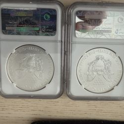 2 - 2013(S) Silver Eagle $1's - San Francisco and West Point Mint