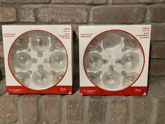Christmas Ornaments- Clear/Iridescent 2 Sets Of 8 