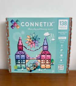 CONNETIX Magnetic Tiles Pastel Steam Pack Building Blocks - 138 Pieces **Brand New**