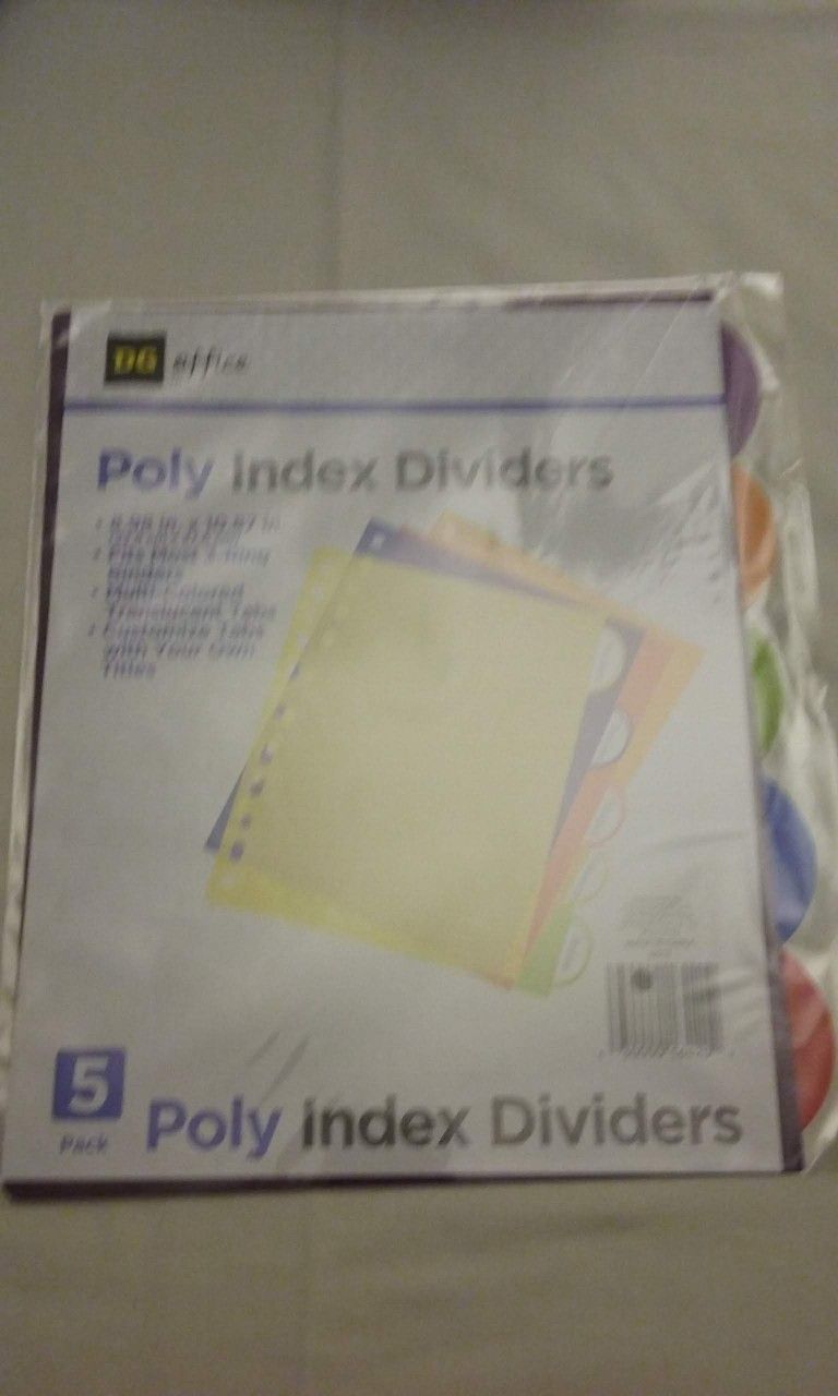 Poly Index Dividers 5 pack-New

