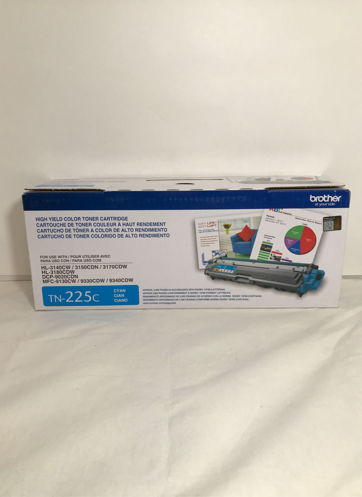 Brother OEM TN-225c Cyan Toner Cartridge New and Sealed