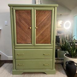 Restored Vintage Sage Green Armoire / Dresser – Statement Piece