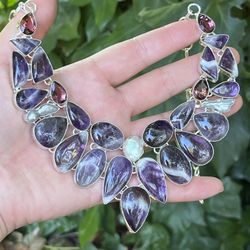 925 Silver Overlay Amethyst Necklace 
