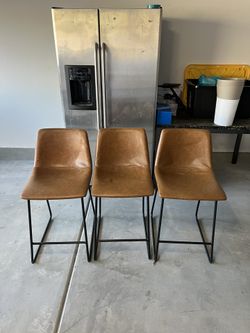 3 Brown Bar Stools