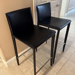 Black Bar And Counter Stools (two)