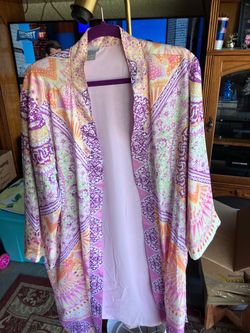 Chico's Patchwork Print Open Front Kimono