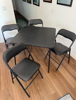 Black Card Table With Four Chairs