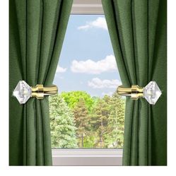 Crystal Curtain Holdbacks 2pcs, Metal Curtain Tieback Pull Back for Wall