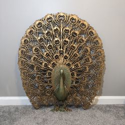 Vintage Burwood Gold Peacock MCM Wall Decor Made In USA