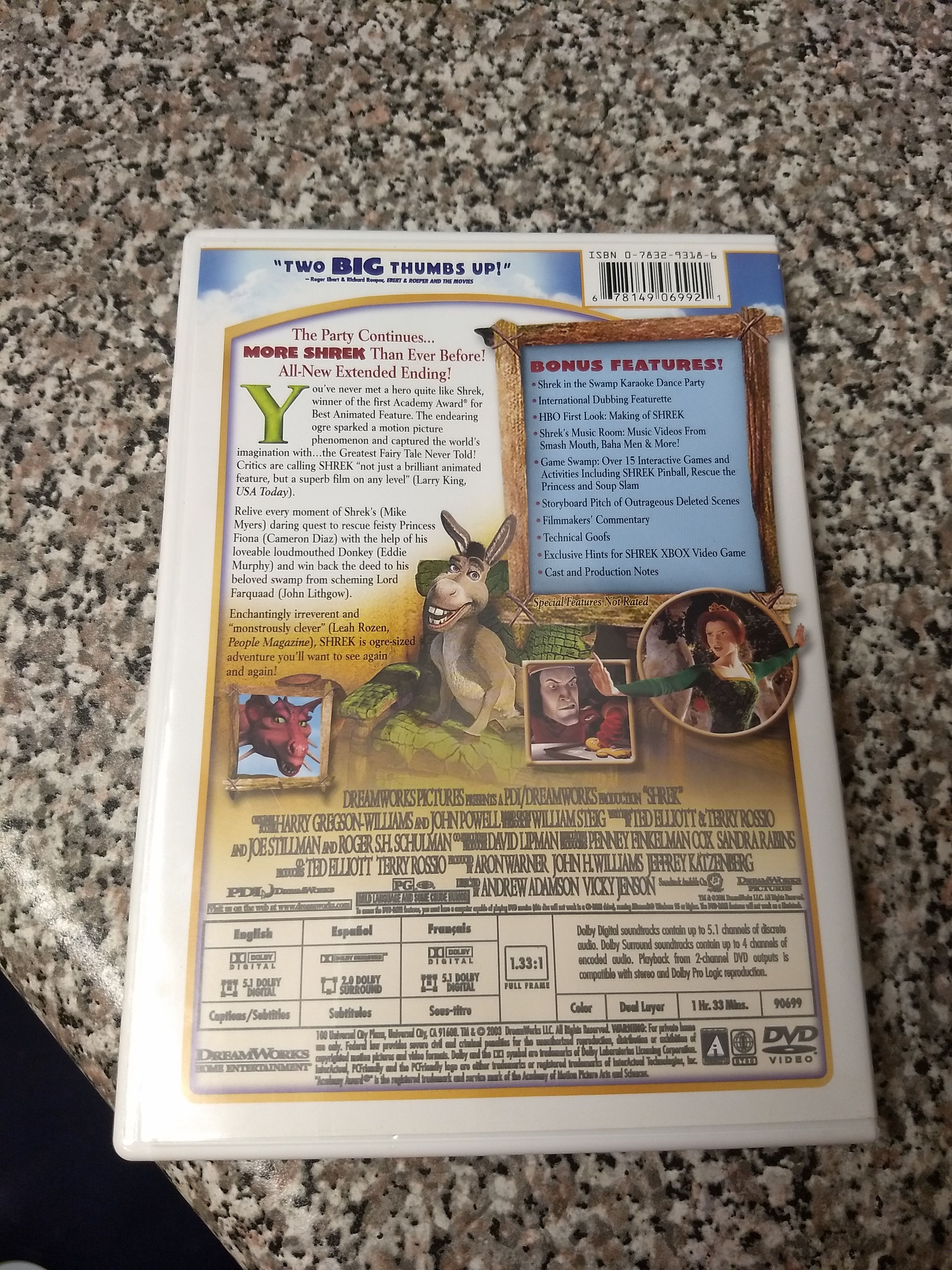 Shrek 1 and 2 DVDs