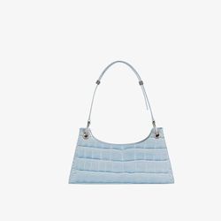 Womens Sky Blue Crocodile Frog Underarm Bag
