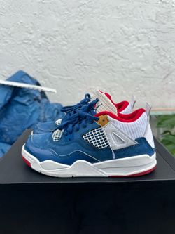 Size 1y - Nike Air Jordan 4 Messy Room GS Red White Blue Boys