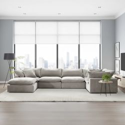 Sereen 6-piece Fabric Modular Sectional Sofa, Taupe