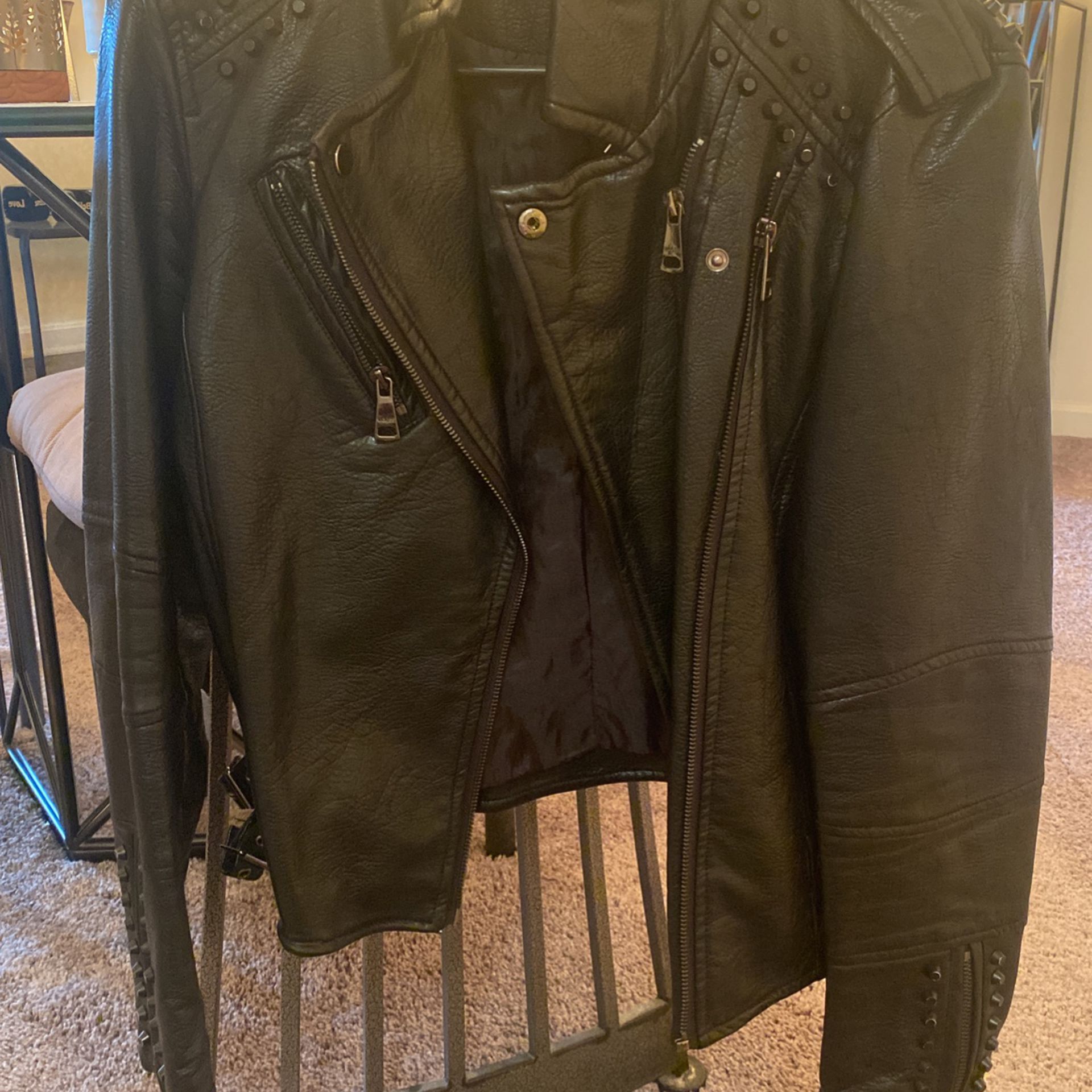 Vigoss,faux Leather Jacket, Black, L 