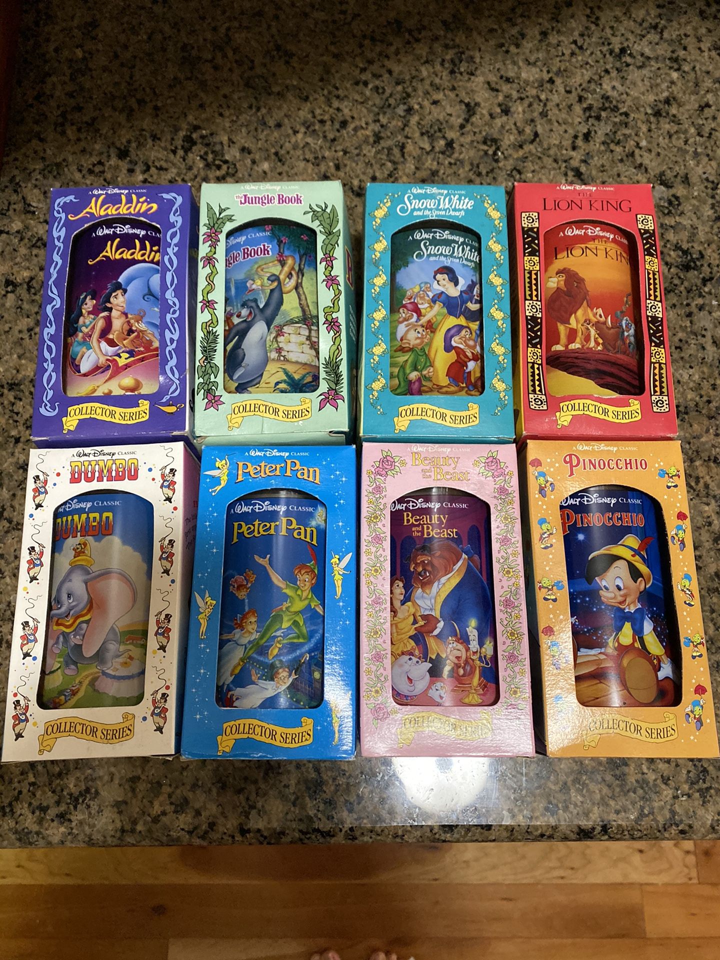 1994 BURGER KING-DISNEY COLLECTOR GLASSES (Complete set of 8) Plus color of the wind collection (complete set of 4)