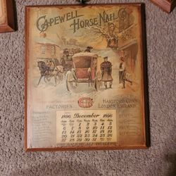 Vintage Calendar Capewell Horses Nall Co December 1896
