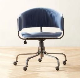 CB2 Stretta Blue Velvet Office Chair