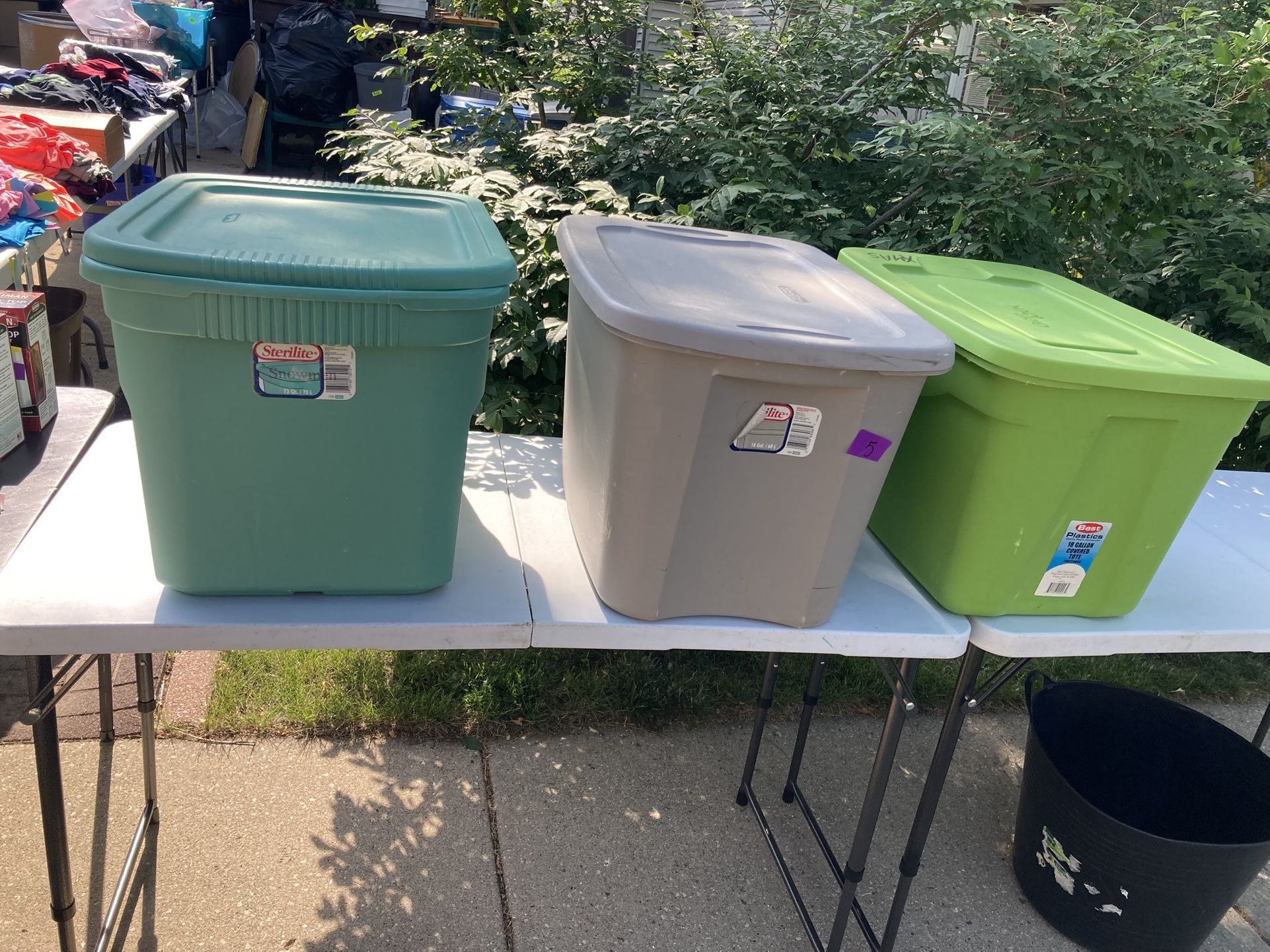 Plastic Storage Bins With Lids $5 Each 