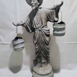 Vintage Chinese Man Water Carrier 24" Statue! (Resin)