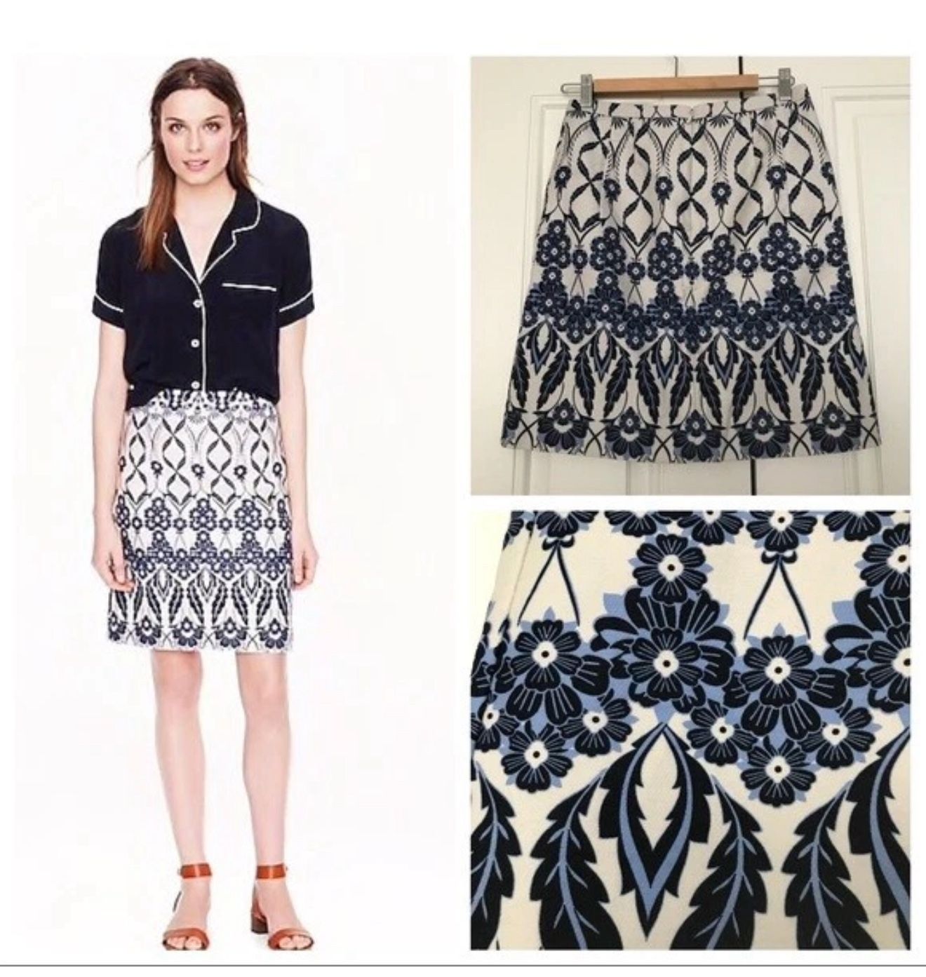 J.Crew Trellis floral skirt size 4 cotton classic casual office party