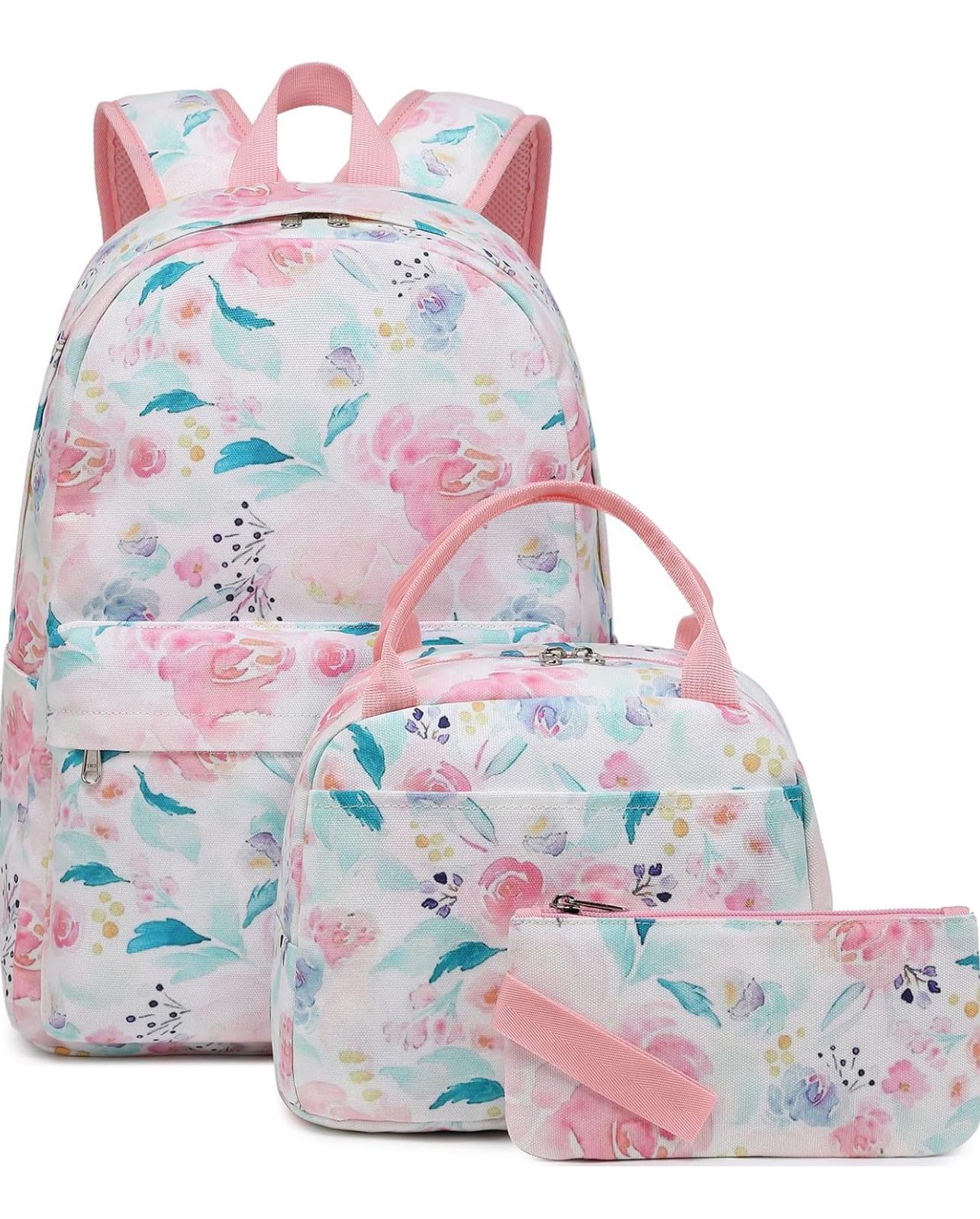 Brandnew Teen Girls School Backpack Flowers Backpack for Girls Water Resistant Kids Backpack Bookbag Elementary School Bag Set