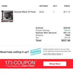 Brand New Vermont Black TV Panel – Heavy & Unopened