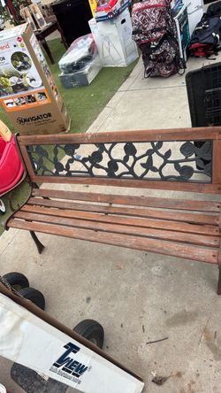 Outdoor Garden Bench Wood and Cast Iron