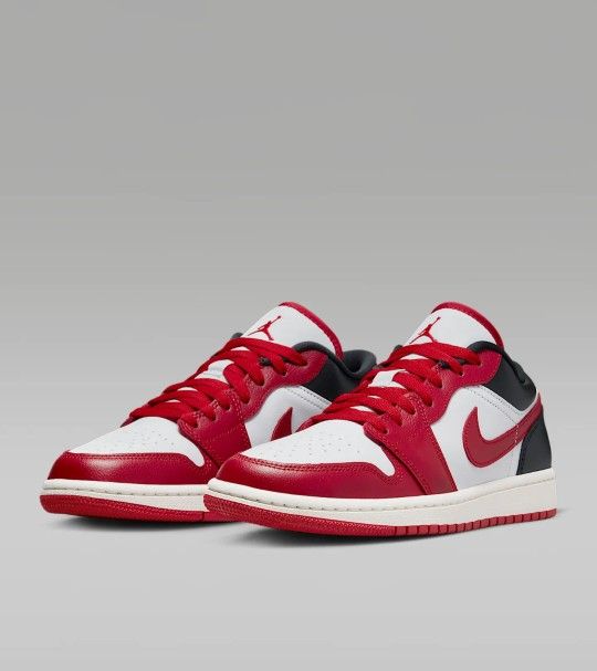 Air Jordan 1 Low Women's Shoes White/Gym Red/Black/Sail Size 9.5