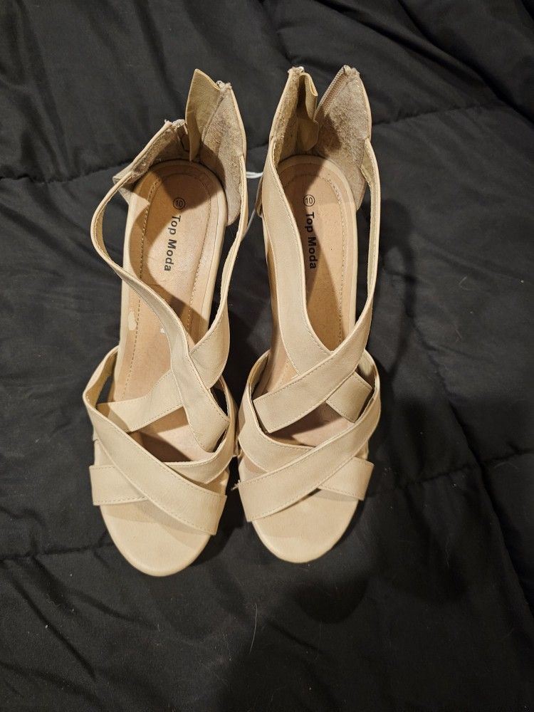 Beige Wedge Heels Size 9