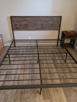 Free Queen Metal Platform Bed Frame with Headboard