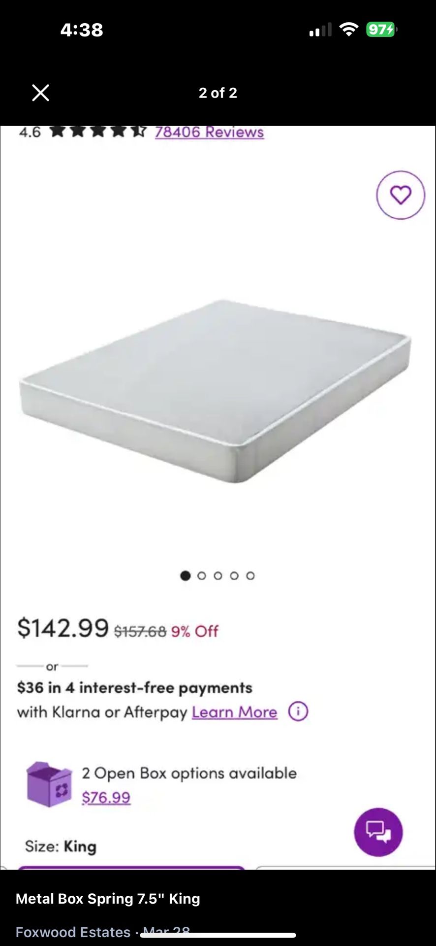 Metal box spring King