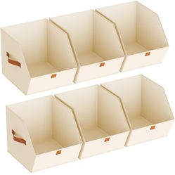 Fabric Closet Storage Cubes - 6 Pack Square Storage Bins with Dual Handles for Clothes, Towels, Toys, Cube Storage Organizers for Bedroom, Nursery, Sh