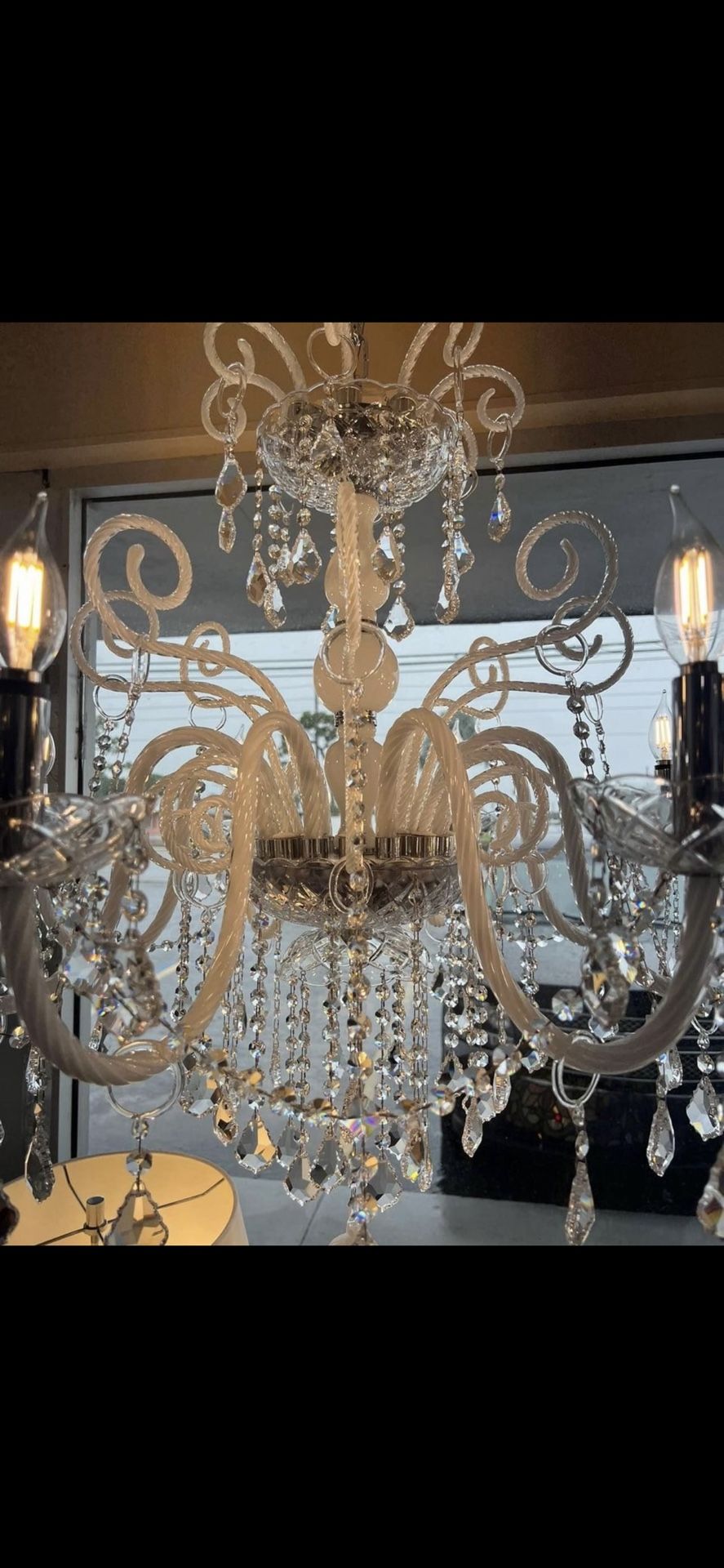 Beautiful Hand White Murano Swarovski Crystal Chandelier