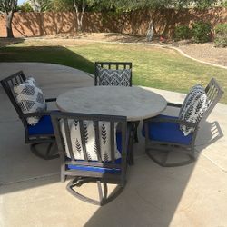 Patio Furniture Faux Stone Round Table. Aluminum Chairs Rocking Swivel