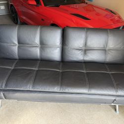 Black Faux Leather Futon 