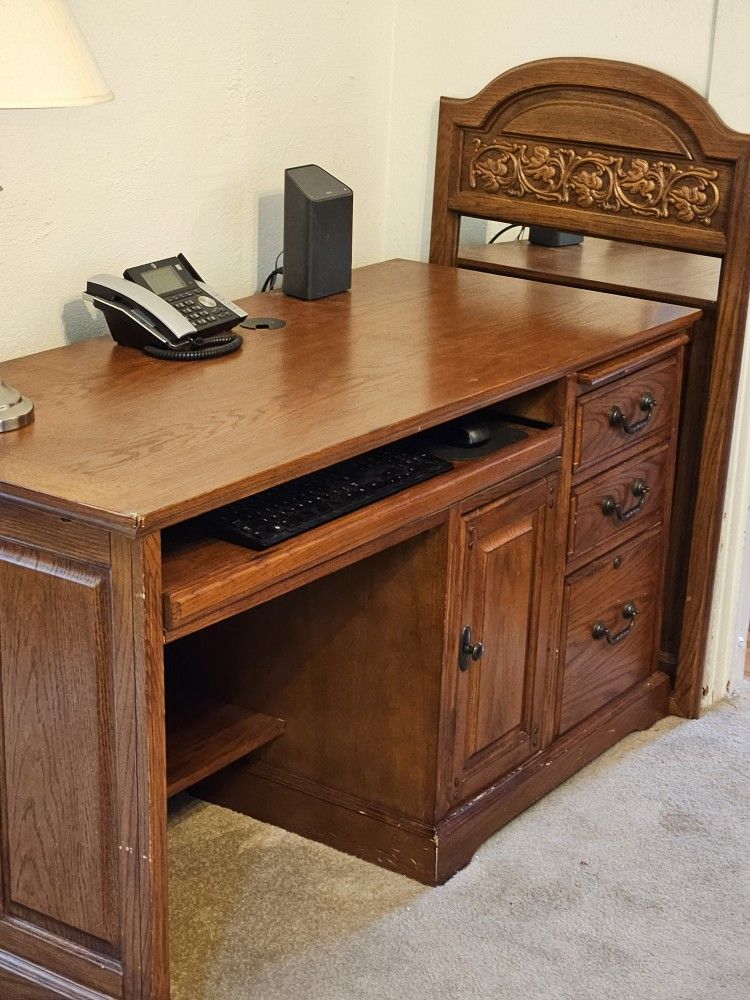 Cherry Wood Desk With Keyboard Tray