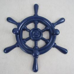 Cast Iron Nautical Ships Boat Wheel 3 Coat/Hat Hooks Wall Mount-11"
