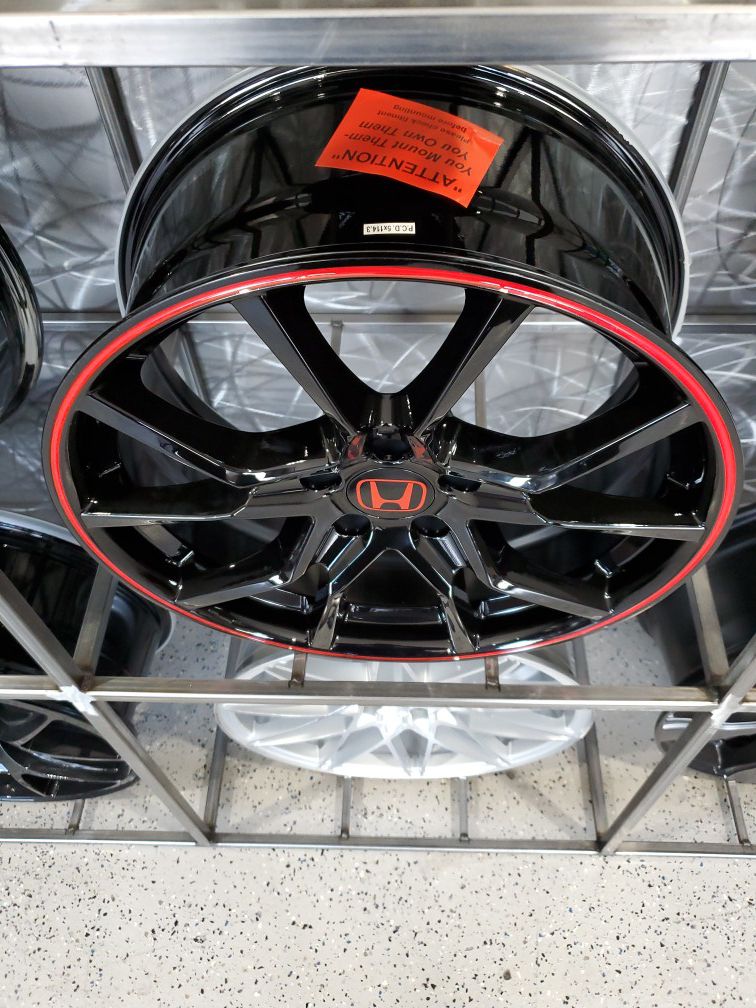 Honda FK black with red strip wheels fist civic accord 18x8 et41 5x114 rim wheel tire shop