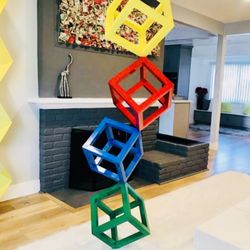 Custom Made Steel Cube Sculpture 